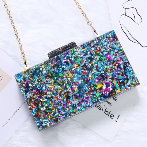 Schick Himmelblau Multifarben Pailletten Abend Acryl Clutch Tasche 2023