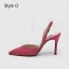Schlicht Beige Büro OL Slingpumps Sandalen Damen 2020 Wildleder 8 cm Stilettos Spitzschuh Sandaletten