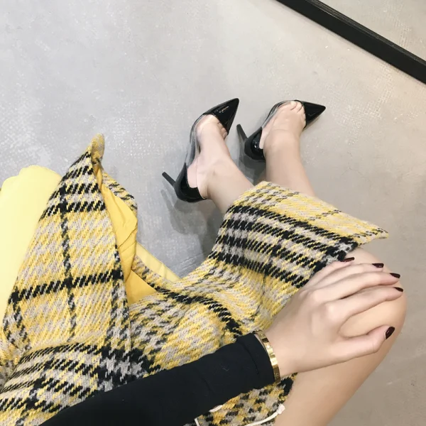 Schöne Schwarz Büro OL Pumps 2020 10 cm Stilettos Lackleder Spitzschuh Pumps