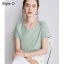 Modest / Simple Summer Casual OL White Regular T-Shirts 2021 Cotton V-Neck Short Sleeve Women's Tops T-shirt