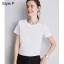 Simple OL Désinvolte Lavande Ordinaire T-Shirts 2021 Encolure Dégagée Coton Manches Courtes Hauts pour Femmes T-shirt