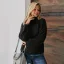 Fashion Fall Winter Red Casual Sweaters 2021 Cotton High Neck Long Sleeve Loose Women Tops