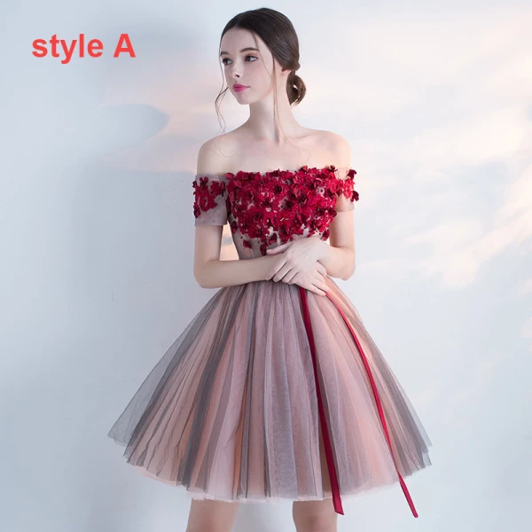 Mode Partykleider 2017 Abiballkleider Multifarben Kurze Ballkleid Off Shoulder Rückenfreies Kurze Ärmel Spitze Applikationen