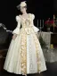 Vintage / Retro Medieval Champagne Prom Dresses 2024 Flower Lace Floor-Length / Long U-Neck Cosplay Long Sleeve A-Line / Princess Ball Gown Prom