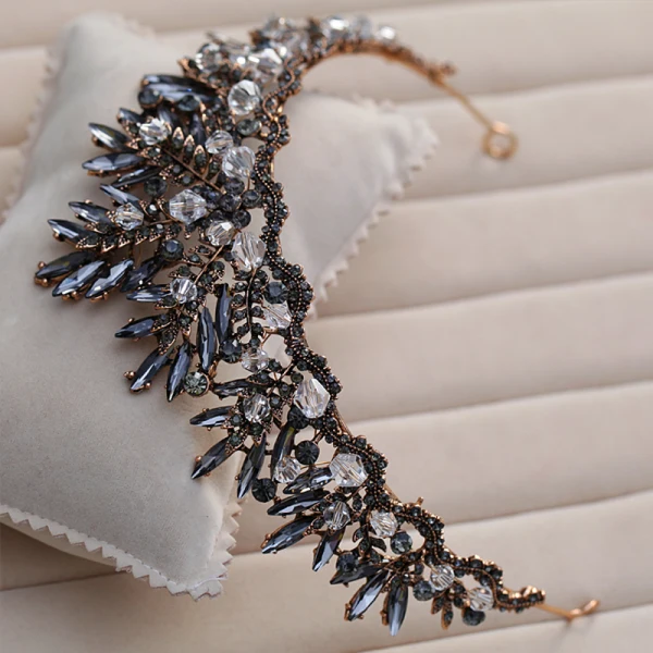 Amazing / Unique Black Bridal Jewelry 2017 Metal Crystal Beading Handmade Headpieces Wedding Prom Accessories