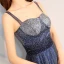 Chic / Beautiful Navy Blue Evening Dresses  2018 A-Line / Princess Tulle Backless Beading Starry Sky Sequins Evening Party Formal Dresses