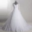Amazing / Unique White Chapel Train Wedding 2018 Long Sleeve U-Neck Tulle See-through Backless Beading Pierced Ball Gown Wedding Dresses