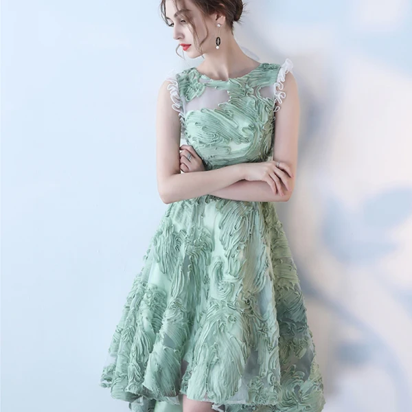 Unique 2017 Vert Robe De Soirée Dentelle U-Cou Percé de retour Robe De Ceremonie