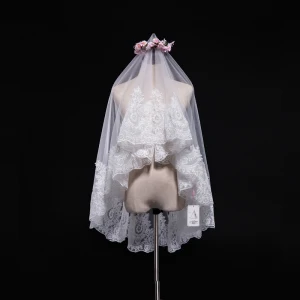 Amazing Unique White Wedding Short Tulle 1 5 M Appliques Wedding Veils 2018