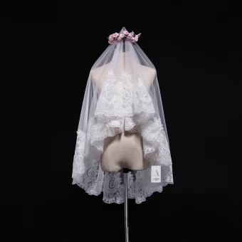 Unique Blanche Mariage Courte Tulle 1 5 M Appliques Voile De Mariée 2018