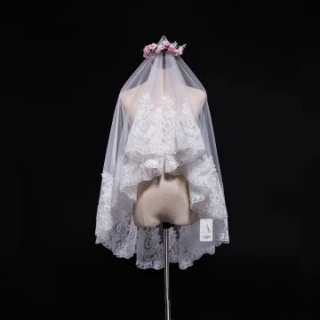 Unique Blanche Mariage Courte Tulle 1 5 M Appliques Voile De Mariée 2018