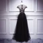 Chic / Beautiful Black Floor-Length / Long Evening Dresses  2018 A-Line / Princess U-Neck Tulle Appliques Backless Formal Dresses
