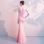 Modern / Fashion Sexy Candy Pink Floor-Length / Long Evening Dresses  2018 Trumpet / Mermaid V-Neck Charmeuse Backless Beading Rhinestone Formal Dresses