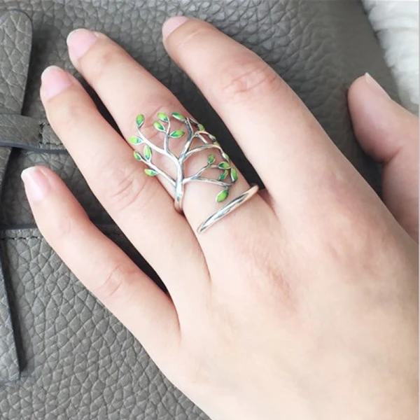 Classique Élégant Argenté Feuille Paix Foi Bague Argent sterling Travail Vacances Anneaux 2019 Accessorize