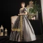 Vintage / Retro Medieval Gothic Grey Ball Gown Prom Dresses 2021 Square Neckline Short Sleeve Floor-Length / Long Beading Pearl Handmade  Flower Cosplay Prom Formal Dresses