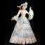 Vintage / Retro Medieval Champagne Ball Gown Prom Dresses 2021 U-Neck Long Sleeve Floor-Length / Long 3D Lace Embroidered Handmade  Lace Satin Cosplay Formal Dresses