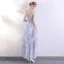 Chic / Beautiful Silver Evening Dresses  2017 A-Line / Princess U-Neck Lace Sleeveless Backless Pierced Evening Party Prom Dresses