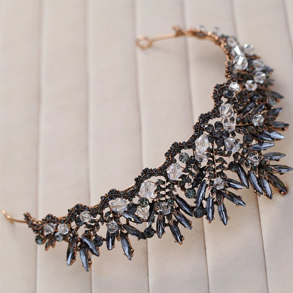 Amazing / Unique Black Bridal Jewelry 2017 Metal Crystal Beading Handmade Headpieces Wedding Prom Accessories