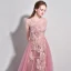 Chic / Belle Rose Bonbon Robe De Soirée 2017 Princesse Tulle U-Cou Plumes Brodé Dos Nu Soirée Robe De Ceremonie