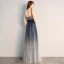 Chic / Beautiful Navy Blue Evening Dresses  2018 A-Line / Princess Tulle Backless Beading Starry Sky Sequins Evening Party Formal Dresses