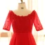 Chic / Beautiful Red Plus Size Evening Dresses  2018 A-Line / Princess Tulle U-Neck Appliques Backless Beading Evening Party Prom Dresses