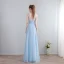 Chic / Beautiful Floor-Length / Long Evening Party Evening Dresses  2018 Chiffon A-Line / Princess V-Neck Sky Blue Lace-up Appliques Backless Formal Dresses