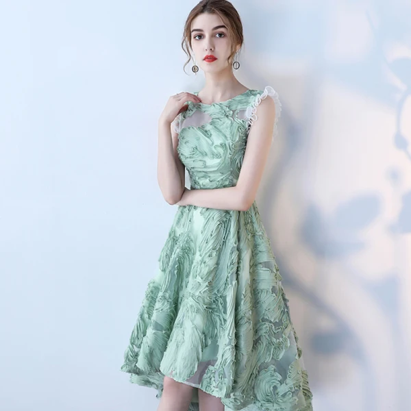 Unique 2017 Vert Robe De Soirée Dentelle U-Cou Percé de retour Robe De Ceremonie