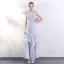 Chic / Beautiful Silver Evening Dresses  2017 A-Line / Princess U-Neck Lace Sleeveless Backless Pierced Evening Party Prom Dresses