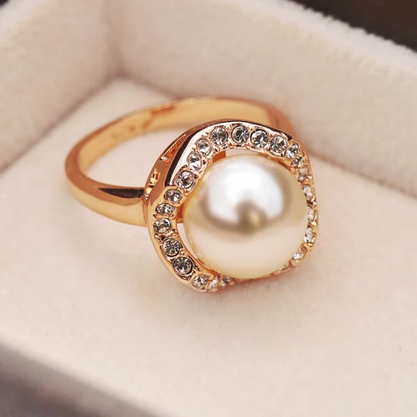 Lyx Silver Pärla Rhinestone Handgjort Måne Ringa Legering Smekmånad Festtåg Ringar 2019 Tillbehör
