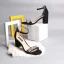 Mode 7 cm Sorte Sandaler Dame 2019 Ferie Strand Læder Beading Sommer Krystal Rhinestone Højhælede Tykke Hæle Damesko