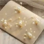 Eenvoudige Abrikoos / Beige Oorbellen Haaraccessoires 2019 Kralen Kristal Parel Gala Huwelijk 5 stuks Accessoires