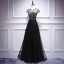 Chic / Beautiful Black Floor-Length / Long Evening Dresses  2018 A-Line / Princess U-Neck Tulle Appliques Backless Formal Dresses