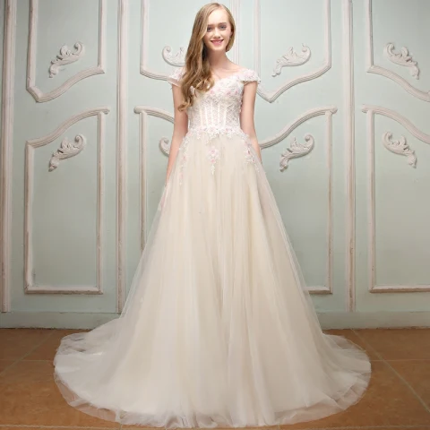 Luxury / Gorgeous Champagne Prom Dresses 2017 A-Line / Princess Strapless Lace Handmade  Appliques Backless Embroidered Evening Dresses