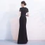 Chic / Beautiful Black Evening Dresses  2017 Trumpet / Mermaid U-Neck Lace Appliques Embroidered Split Front Evening Party Party Dresses