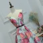 Flower Fairy Multi-Colors Floor-Length / Long Evening Dresses  2018 A-Line / Princess V-Neck Charmeuse Backless Printing Evening Party Prom Dresses