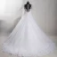 Amazing / Unique White Chapel Train Wedding 2018 Long Sleeve U-Neck Tulle See-through Backless Beading Pierced Ball Gown Wedding Dresses