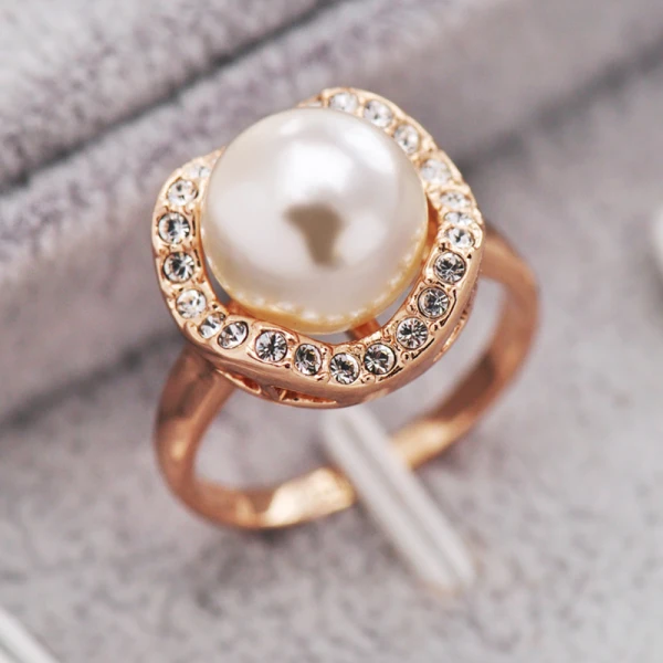 Lyx Silver Pärla Rhinestone Handgjort Måne Ringa Legering Smekmånad Festtåg Ringar 2019 Tillbehör