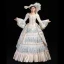 Vintage / Retro Medieval Champagne Ball Gown Prom Dresses 2021 U-Neck Long Sleeve Floor-Length / Long 3D Lace Embroidered Handmade  Lace Satin Cosplay Formal Dresses