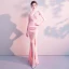 Modern / Fashion Sexy Candy Pink Floor-Length / Long Evening Dresses  2018 Trumpet / Mermaid V-Neck Charmeuse Backless Beading Rhinestone Formal Dresses