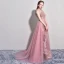 Chic / Belle Rose Bonbon Robe De Soirée 2017 Princesse Tulle U-Cou Plumes Brodé Dos Nu Soirée Robe De Ceremonie