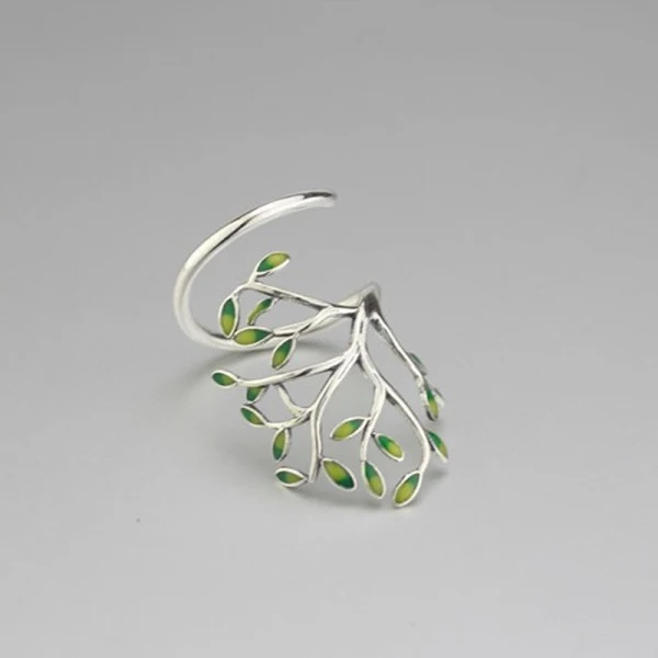 Classique Élégant Argenté Feuille Paix Foi Bague Argent sterling Travail Vacances Anneaux 2019 Accessorize