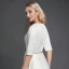 Modest / Simple White Evening Dresses  2020 A-Line / Princess Deep V-Neck 1/2 Sleeves Satin Zipper Tea-length Evening Party Formal Dresses