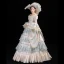 Vintage / Retro Medieval Champagne Ball Gown Prom Dresses 2021 U-Neck Long Sleeve Floor-Length / Long 3D Lace Embroidered Handmade  Lace Satin Cosplay Formal Dresses