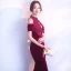 Chic / Beautiful Burgundy Evening Dresses  2017 Trumpet / Mermaid Zipper Up High Neck Beading Backless Evening Party Formal Dresses