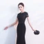 Chic / Beautiful Black Evening Dresses  2017 Trumpet / Mermaid U-Neck Lace Appliques Embroidered Split Front Evening Party Party Dresses