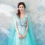Chic / Beautiful Sky Blue Prom Dresses 2018 A-Line / Princess Floor-Length / Long Tulle V-Neck Butterfly Appliques Backless Formal Dresses