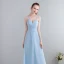 Chic / Beautiful Floor-Length / Long Evening Party Evening Dresses  2018 Chiffon A-Line / Princess V-Neck Sky Blue Lace-up Appliques Backless Formal Dresses