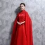 Style Chinois Rouge Robe De Soirée 2018 Col Haut Tulle Appliques Perlage Faux Diamant Paillettes Soirée Robe De Ceremonie