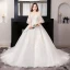 Modest / Simple White Plus Size Ball Gown Wedding Dresses 2019 Lace Tulle 1/2 Sleeves Appliques Backless Embroidered Strapless Chapel Train Wedding