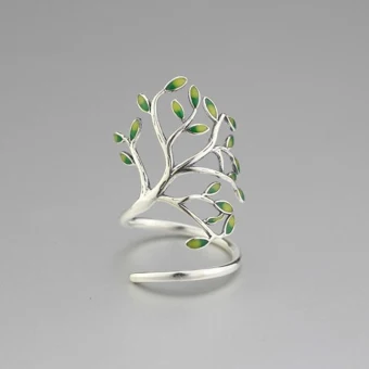 Classic Elegant Silver Leaf Peace Faith Ring Sterling Silver Work Holiday Rings 2019 Accessories